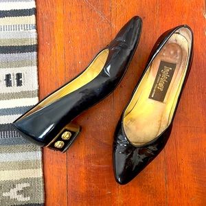 Black vintage patent leather party shoes